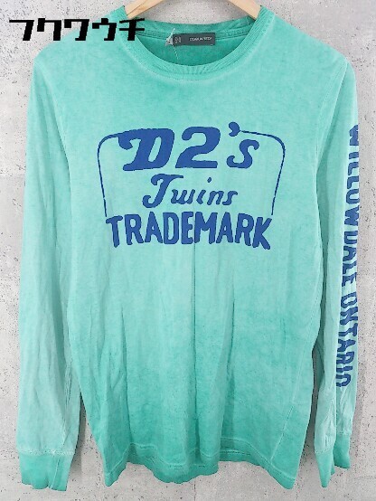◇ DSQUARED2 ディースクエアード イタリア製 プリント 長袖 Tシャツ カットソー サイズS グリーン系 メンズ_画像1