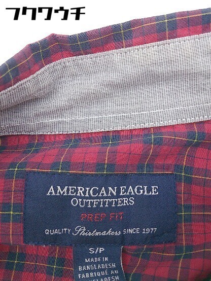 ◇ AMERICAN EAGLE OUTFITTERS チェック ボタンダウン BD 長袖 シャツ サイズS/P レッド系 メンズ_画像5