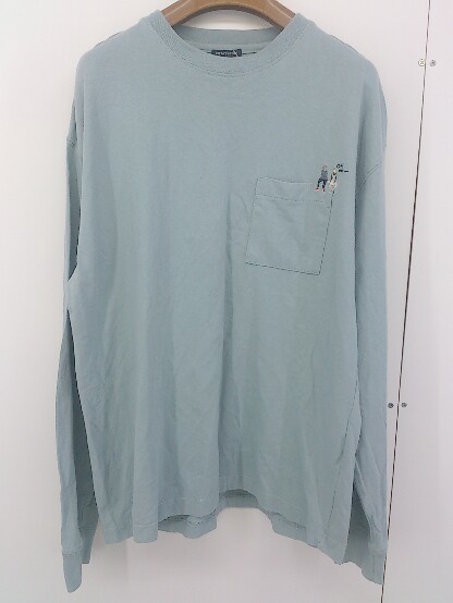 ◇ FREAK'S STORE ワンポイント刺繍 長袖 Tシャツ カットソー サイズM グリーン系 メンズ_画像2