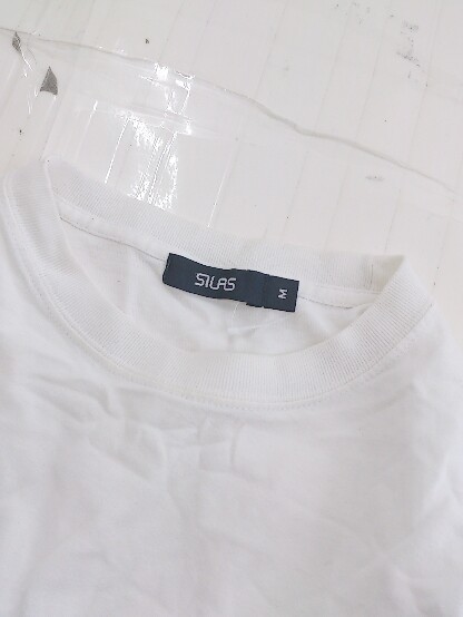 ◇ SILAS サイラス 袖プリント コットン100% 長袖 Tシャツ カットソー サイズM ホワイト系 ブラック メンズ P_画像7