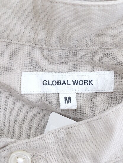 ◇ GLOBAL WORK グローバルワーク バンドカラー 胸ポケット 半袖 シャツ サイズM ライトベージュ メンズ P_画像4