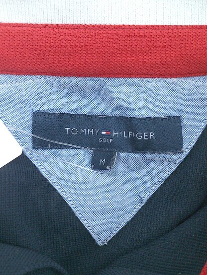 ◇ tommy hilfiger golf トミー ヒルフィガー ゴルフ 半袖 ポロシャツ サイズM ネイビー ホワイト系 メンズ P_画像4