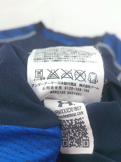 ◇ UNDER ARMOUR アンダーアーマー プリント 半袖 Tシャツ カットソー サイズMD ネイビー ブルー系シルバー メンズ P_画像6