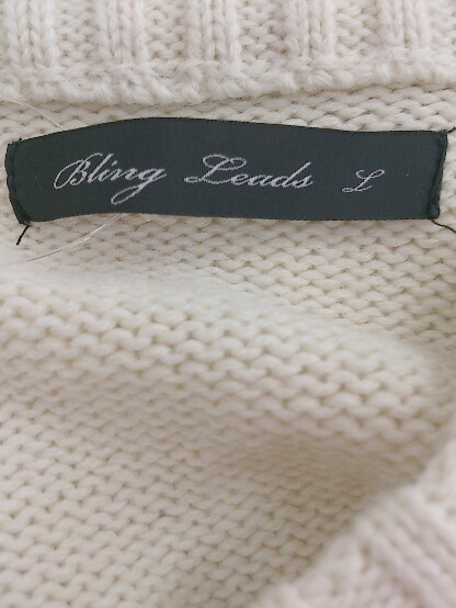 ◇ Bling Leads ブリングリーズ Vネック 長袖 ニット セーター サイズL アイボリー グレー メンズ P_画像4