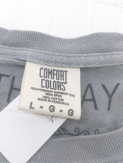 ◇ comfort colors プリント 五分袖 Tシャツ カットソー サイズL グレー系 ブラック メンズ レディース P_画像4