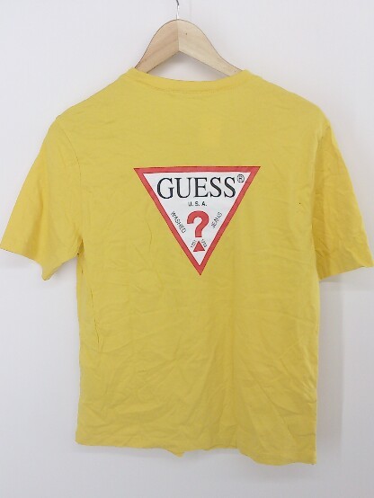 * GUESS Guess задний принт Logo короткий рукав футболка cut and sewn размер S желтый белый оттенок красного мужской P