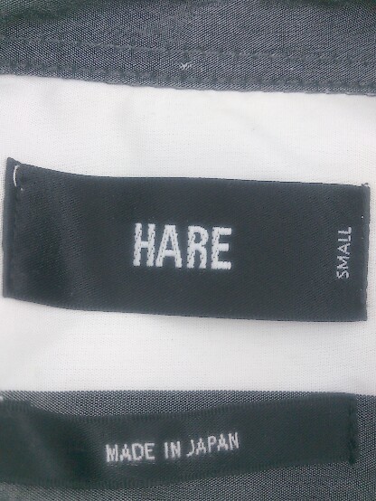 ◇ HARE ハレ ストライプ 長袖 シャツ サイズS ホワイト系 チャコールグレー メンズ P_画像4