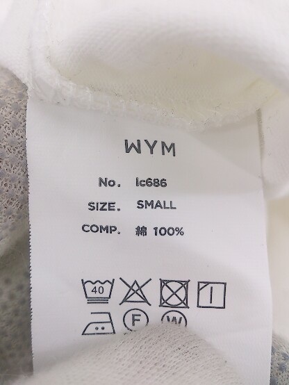◇ WYM ウィム カジュアル シンプル 無地 サイドスリット 長袖 Tシャツ カットソー サイズS ホワイト系 メンズ P_画像4