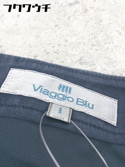 ◇ Viaggio Blu ビアッジョブルー バックジップ ノースリーブ 膝下丈 ワンピース サイズ1 ネイビー レディース_画像4