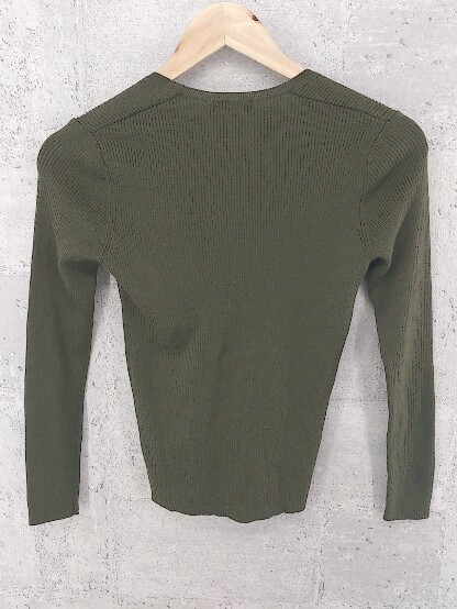 * iCB I si- Be wool rib long sleeve sweater S khaki lady's 