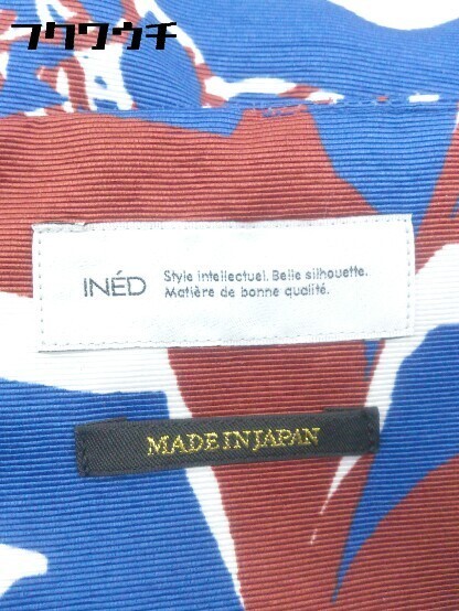 ◇ ◎ INED イネド バックジップ 総柄 ロング フレア スカート サイズ9 ネイビー ブラウン レディースの画像4