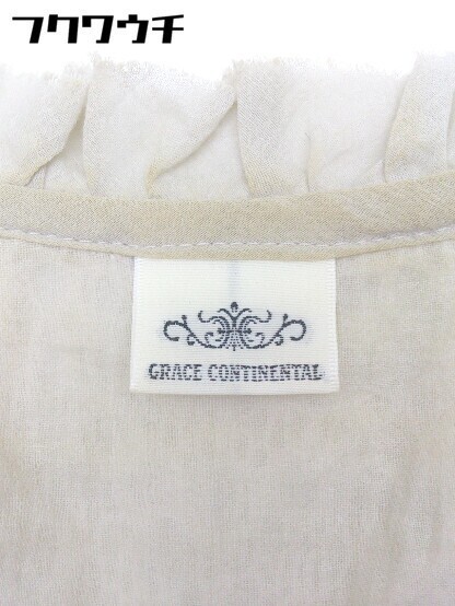 ◇ ◎ GRACE CONTINENTAL ウエストリボン付き レース 七分袖 カーディガン サイズ36 ベージュ系 レディース_画像4