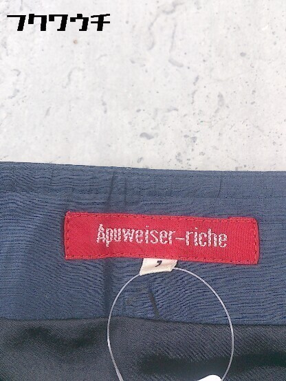 ◇ Apuweiser-riche アプワイザー リッシェ リネン混 サイドジップ 膝丈 台形 スカート 1サイズ ネイビー レディース_画像4