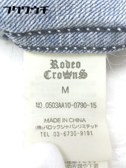 ◇ RODEO CROWNS ロデオクラウンズ ロゴ 刺繍 長袖 デニム シャツ サイズM ネイビー レディース_画像6