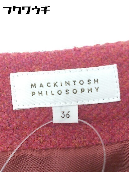 ◇ MACKINTOSH PHILOSOPHY マッキントッシュフィロソフィー 膝丈 台形 スカート 36 レッド * 1002799222310_画像4