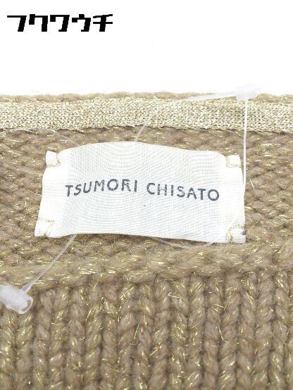 ◇ TSUMORI CHISATO ツモリチサト 総柄 ウール 七分袖 ニット セーター 2サイズ ブラウン レディース_画像4