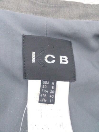 ◇ iCB アイシービー シングル 1B 長袖 テーラード ジャケット サイズ11 グレー レディース_画像4