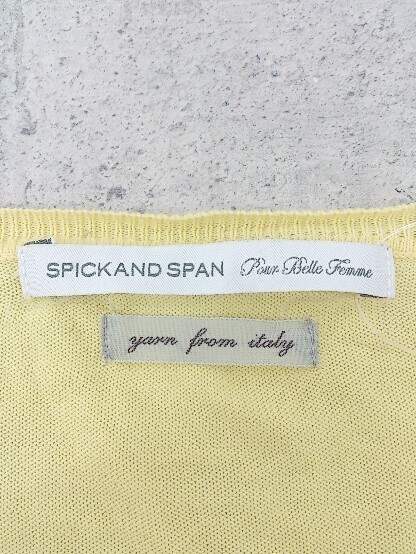 ◇ SPICK AND SPAN Pour Belle Femme スピック&スパンプーラベルファム コットン ニット 長袖 カーディガン イエロー レディース_画像4