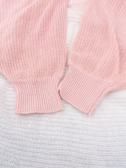 * BEAMS HEART Beams Heart gradation 7 minute sleeve knitted sweater F pink eggshell white gray lady's 