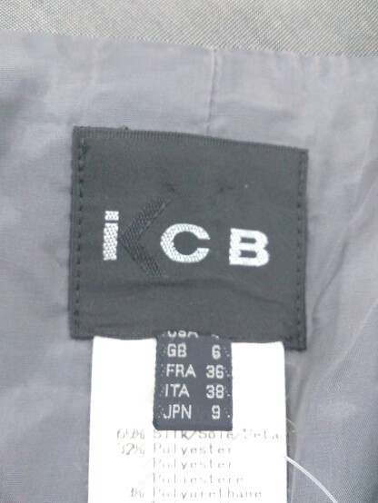 ◇ iCB アイシービー シルク混 シングル 1B 長袖 テーラード ジャケット サイズ9 グレー レディース_画像4