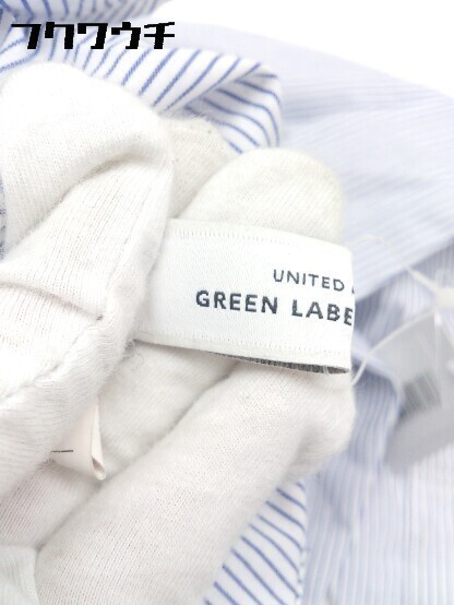 ◇ UNITED ARROWS green label relaxing ストライプ 長袖 シャツ サイズ38 ホワイト ネイビー レディース_画像4