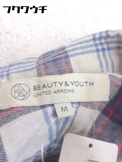 ◇ BEAUTY&YOUTH UNITED ARROWS 長袖 チェック シャツ サイズM ホワイト ネイビー レッド レディース_画像4