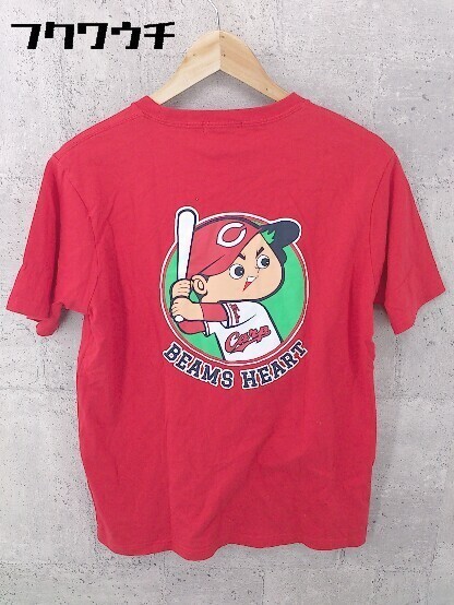 * BEAMS HEART Beams Heart Hiroshima carp collaboration short sleeves T-shirt cut and sewn size M red multi lady's 