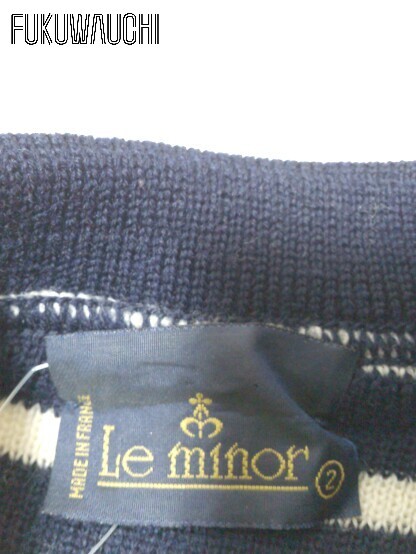 * Le minor Le Minor Франция производства окантовка вязаный свитер с длинным рукавом 2 темно-синий слоновая кость женский 