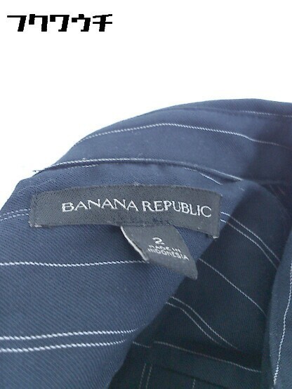 ◇ ◎ BANANA REPUBLIC バナナリパブリック ストライプ 七分袖 ミニ シャツ ワンピース サイズ2 ネイビー レディース_画像4