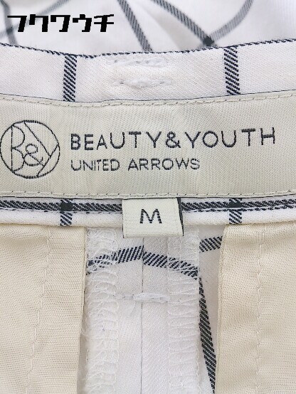 ◇ BEAUTY & YOUTH ビューティアンドユース UNITED ARROWS 格子柄 パンツ サイズM ホワイト ブラック レディース_画像7