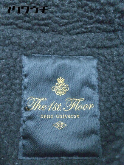 ■ nano universe ナノユニバース 合成皮革 長袖 ダッフル コート サイズ36 ネイビー レディース_画像4