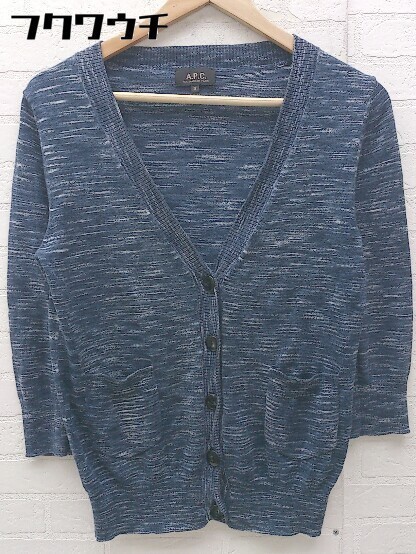 * A.P.C. A.P.C. cotton 7 minute sleeve knitted cardigan size S navy lady's 