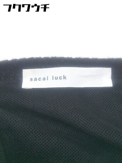 ■ sacai luck サカイ ラック ウール ケーブルニット 切替 長袖 膝丈 ワンピース サイズ1 ブラック ネイビー レディース_画像4