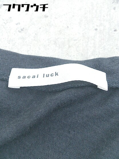 ◇ sacai luck サカイ ラック リネン混 ボーダー ラメ 半袖 Tシャツ カットソー サイズ2 グレー系 レディース_画像4