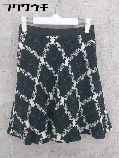 ◇ UNTITLED アンタイトル ミニ フレア スカート サイズ1 ブラック ホワイト レディース_画像1