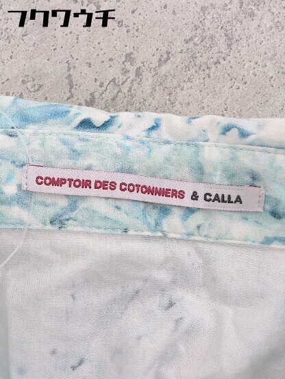 ◇ COMPTOIR DES COTONNIERS CALLA 総柄 半袖 膝丈 ワンピース サイズ42 ホワイト ブルー レディース_画像4