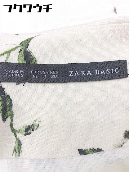 ◇ ZARA BASIC バックジップ 花柄 半袖 膝丈 ワンピース サイズEUR M USA M MEX 28 アイボリー マルチ レディース_画像4