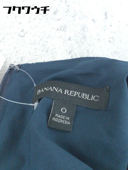 ◇ BANANA REPUBLIC バナナリパブリック バックジップ リボン 七分袖 膝丈 ワンピース サイズ0 ネイビー レディース_画像4