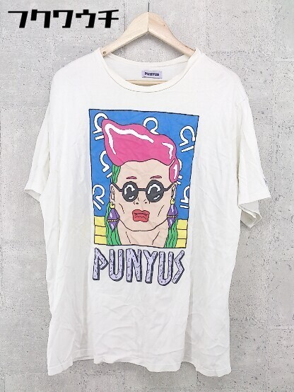 ◇ PUNYUS プニュズ ロゴ プリント 半袖 Tシャツ カットソー サイズ4 ホワイト マルチ レディース_画像2