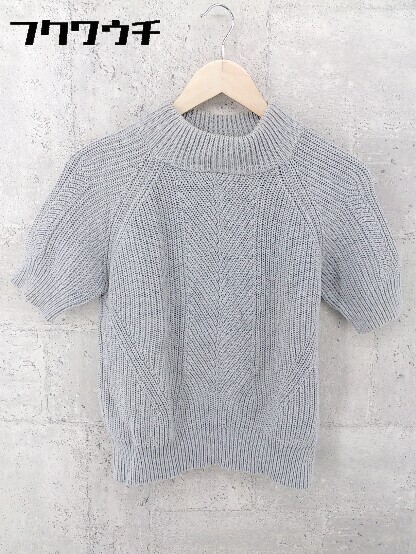 ◇ BEAMS BOY ビームス ボーイ ボトルネック コットン 半袖 ニット セーター グレー レディース_画像1