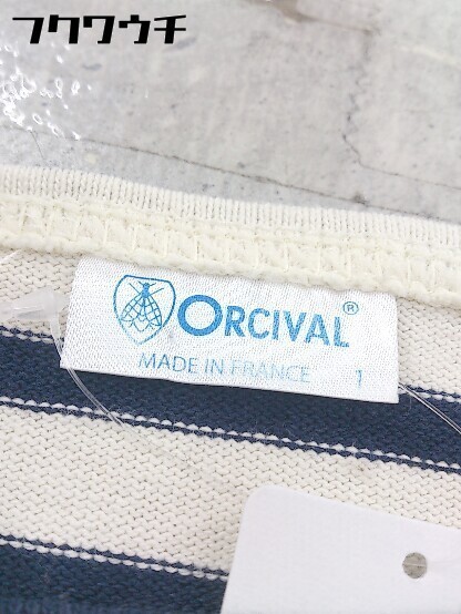 ◇ ORCIVAL オーシバル ボーダー フランス製 半袖 ミニ ワンピース サイズ1 アイボリー ネイビー レディース_画像4