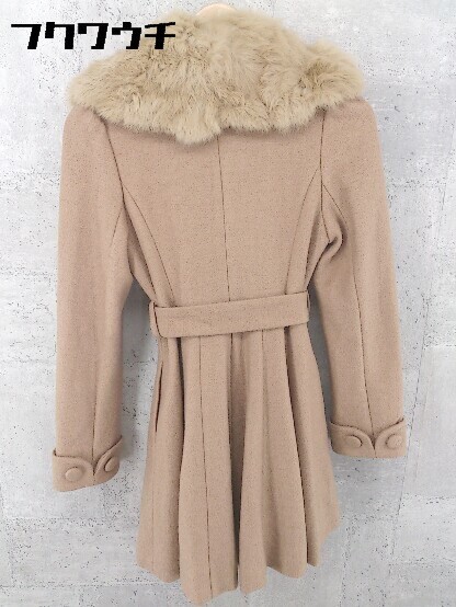 # * PinkyGirls Pinky Girls rabbit fur waist ribbon attaching pearl coat size M Brown lady's 