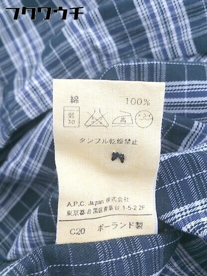 ◇ A.P.C. アー ペー セー チェック 長袖 シャツ ブラウス サイズXS ネイビー ホワイト レディース_画像5