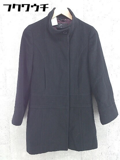 ■ INED イネド アンゴラ混 長袖 コート サイズ7 ブラック レディース_画像1
