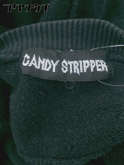 ◇ CANDY STRIPPER キャンディストリッパー ロゴ ジップアップ パーカー サイズM ブラック レディース_画像4