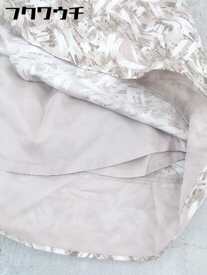 ◇ NATURAL BEAUTY サイドジップ 総柄 膝丈 プリーツ スカート サイズ36 ベージュ ホワイト ピンク レディース_画像7