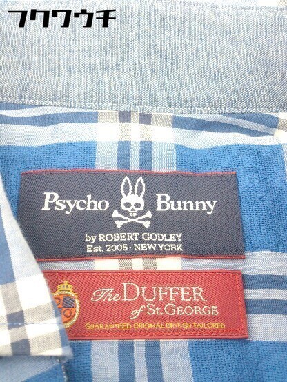 ◇ ◎ Psycho Bunny サイコバニー DUFFER of St. GEORGE チェック 長袖 シャツ サイズ2 ブルー系 レディース_画像4