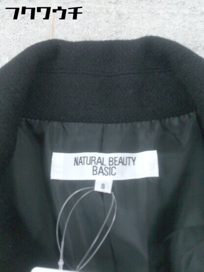 ■ NATURAL BEAUTY BASIC ナチュラルビューティーベーシック アンゴラ混 長袖 コート サイズS ブラック レディース_画像4