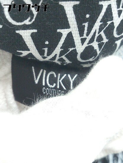 * * VICKY Vicky Logo pattern long sleeve shirt blouse size 2 black white lady's 