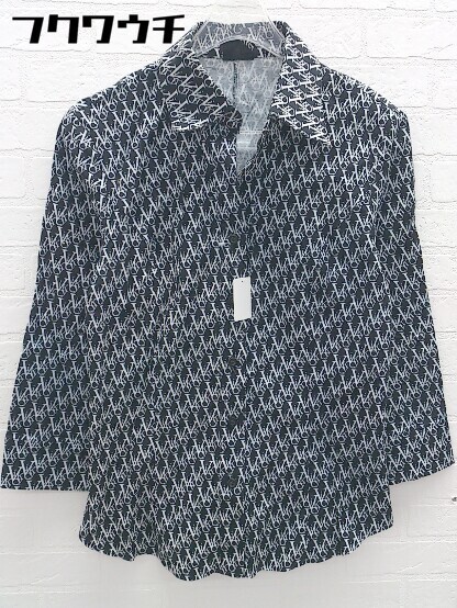 * * VICKY Vicky Logo pattern long sleeve shirt blouse size 2 black white lady's 